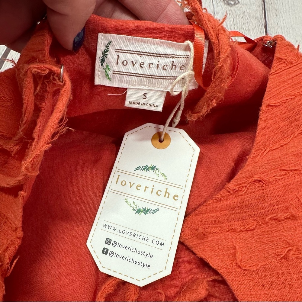 NWT Love Riche burnt Orange cotton sleeveless Mini Dress womens S fit & flare - Picture 6 of 9